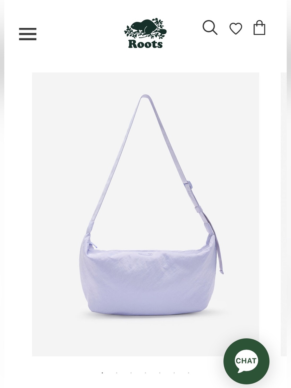 NWOT Roots Nylon Medium Crescent Cloud Bag in Cosmic Sky (lavender lilac)